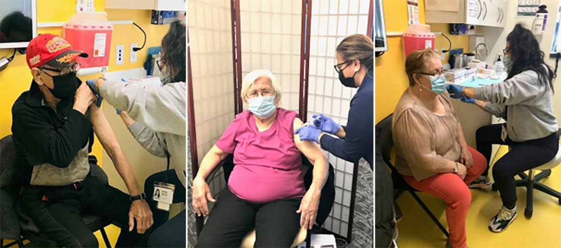 Patients at Neighborhood Health clinic getting COVID-19 vaccination